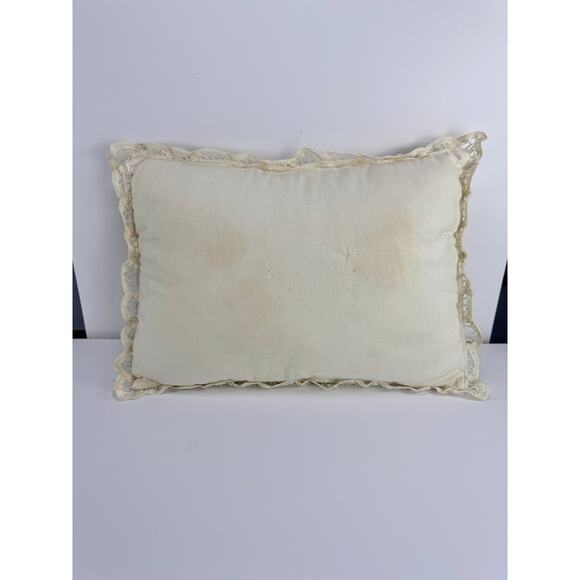 Vintage Lace Toss Pillow - Battenberg White Lace Pillow French Country Style - Picture 5 of 9